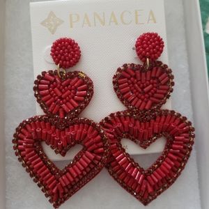 Panacea dangle heart shapes statement earings